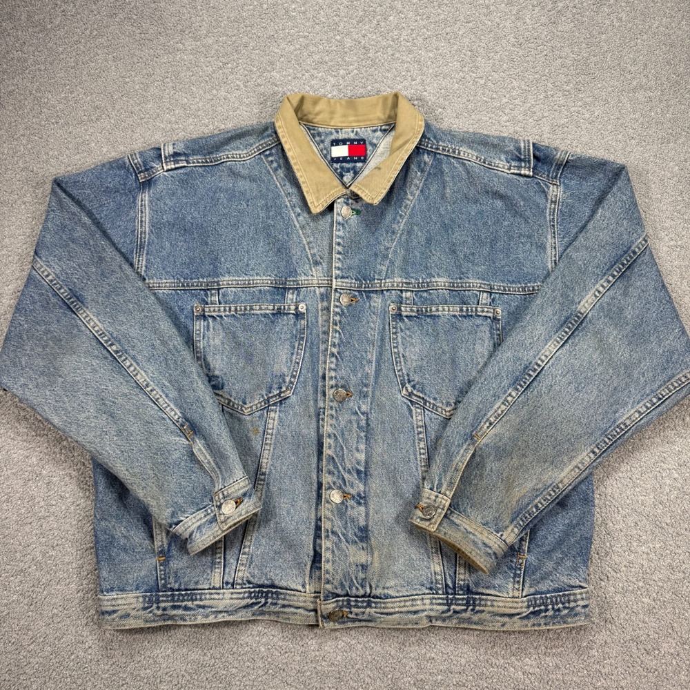 Vintage Tommy Jeans Jacket Men's XL Blue Medium Wash Trucker Classic Fit Canada